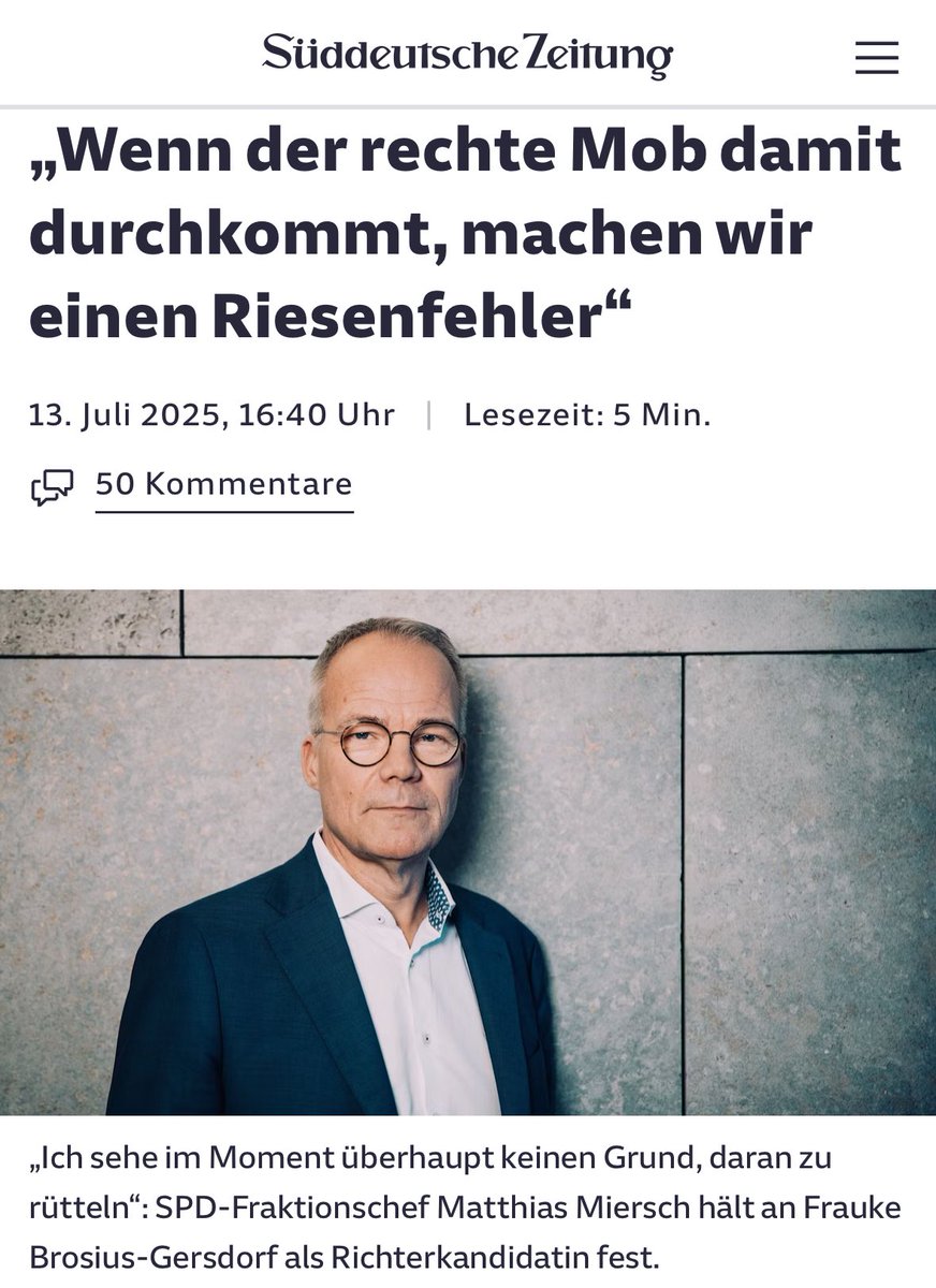 „Wenn der rechte Mob damit durchkommt“… Bei der 16 Prozent-#SPD knallen die Sicherungen durch. Die SPD merkt nicht, wie sehr sie sich ins Aus manövriert. Nicht eine angebliche Kampagne ist fürs Scheitern zur Wahl der Richterin des #Verfassungsgerichts verantwortlich, sondern die