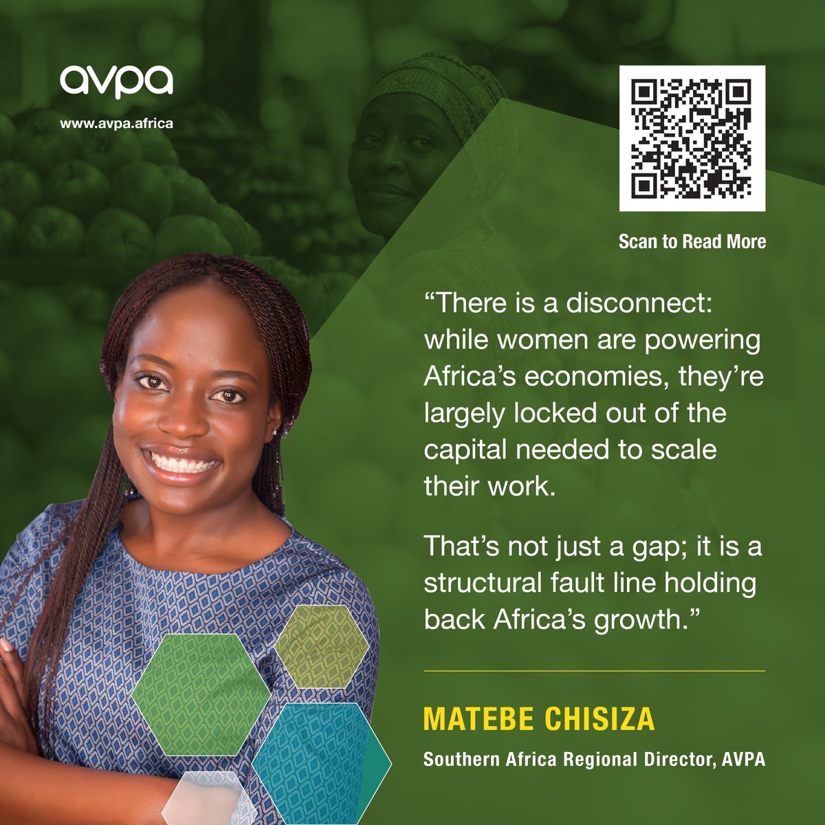 Our Southern Africa Regional Director, Matebe Chisiza, reminds us, women face a $42 billion financing gap, including $15.6 billion in agriculture alone.
Read more: mailchi.mp/avpa.africa/av…
Subscribe to our newsletter and stay updated: mailchi.mp/avpa.africa/av…