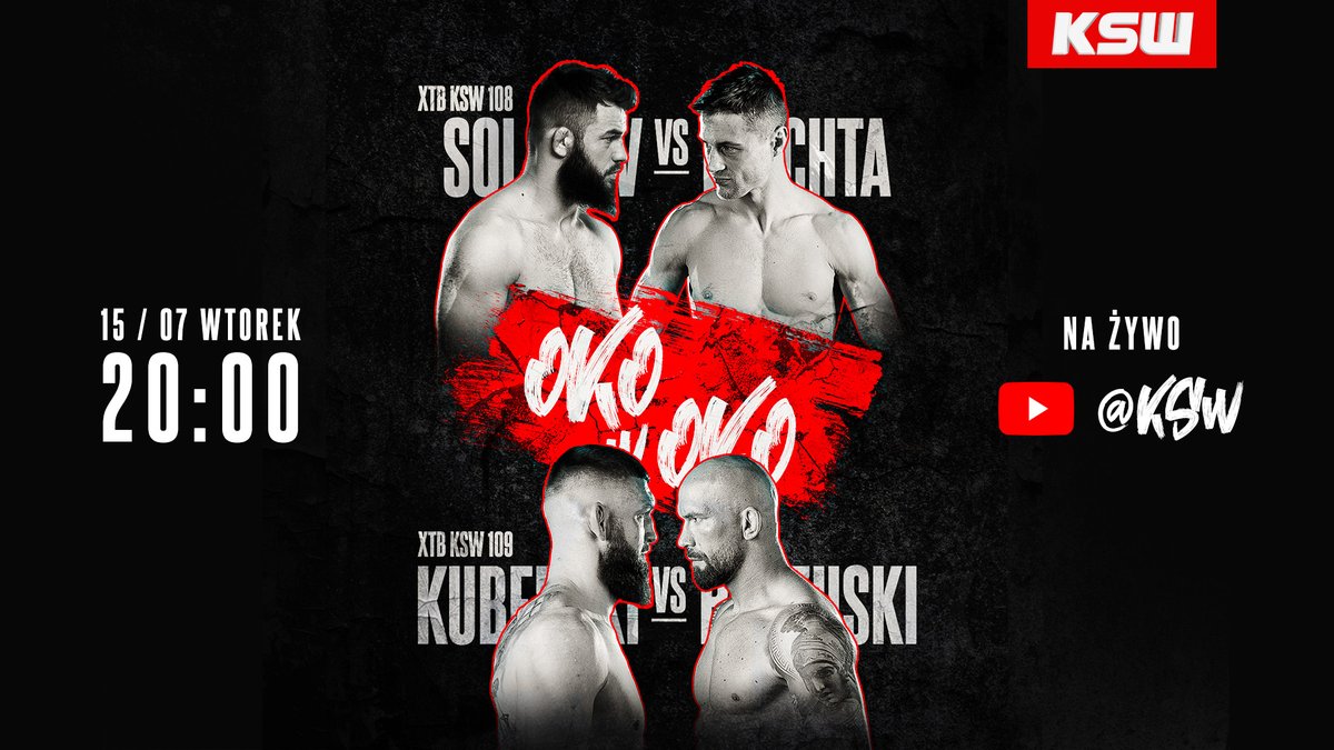 Zaczynamy Fight Week XTB #KSW108! Już we wtorek 👀#OkowOko i główni bohaterowie olsztyńskiej i warszawskiej gali KSW.

▶️ Na żywo
🗓️ Wtorek, 15 lipca
🕗 20:00
🎙️ Prowadzący Filip Puzyr