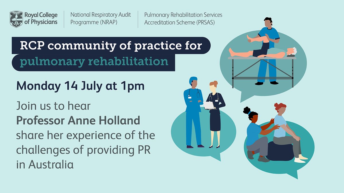 NRAPaudit's tweet image. Join the RCP community of practice for pulmonary rehabilitation session today at 1.00pm to hear from Professor Anne Holland. You can still register here: events.teams.microsoft.com/event/a8e252f6…
@PRaccreditation #pulmrehab
