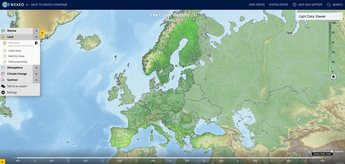 WEkEO_dias's tweet image. 🌲 Tree cover density difference between 2012 and 2021 🌲
On WEkEO Light Data Viewer, Tree Cover Density offers information on the percentage of tree cover per pixel at European level, and it contributes to track forest management and to monitor land use, in order to mitigate…