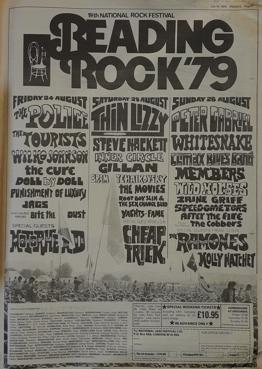 Reading Rock Festival 1979 advert  in Sounds 14th, July 1979.
<a href="/OfficialRandL/">Reading & Leeds Fest</a>
