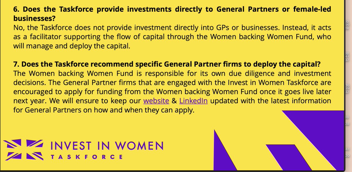 So the government has the British Business Bank, which has the Invest in Women to Taskfore which does NOT invest  - it facilitates capital flow is the Women backing Women fund