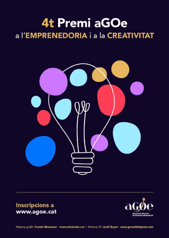 ▶️Ja estan aquí els 4rts premis d' aGOe ! 
🏆Els Premis a l'Emprenedoria i Creativitat tenen per objectiu reconèixer el millor/s projecte/s, empresa, negoci... que resulti de les idees presentades a concurs
Tota la info 👇
agoe.cat/premi-emprened…

☑️Animeu-vos a participar!