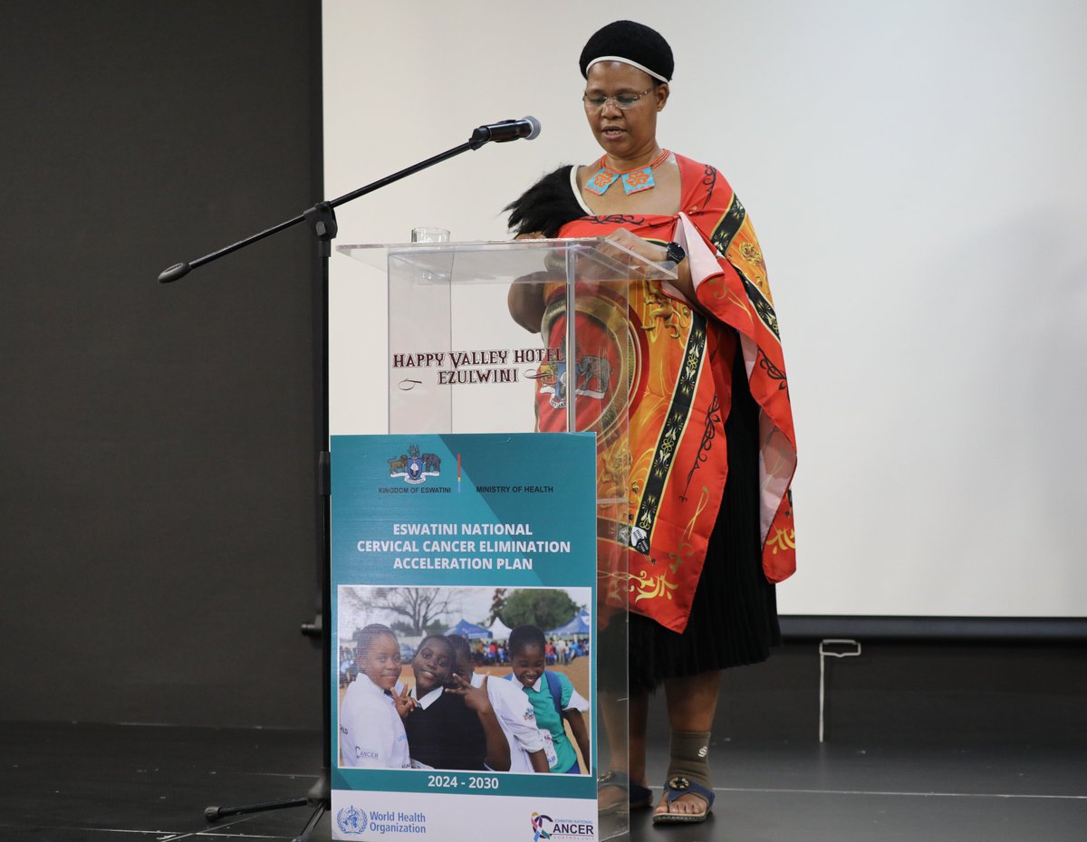 WEswatini's tweet image. "Your Royal Highness, your consistent leadership in the cervical cancer response sends a powerful message; that the health and dignity of Eswatini women and girls matter. Your presence today amplifies that message. You inspire urgency, and you give hope." - WHO Rep Dr Susan Tembo
