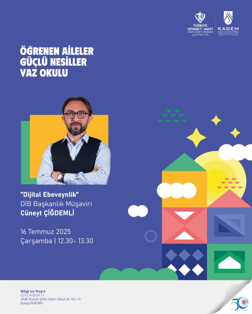 Velilerimize özel "Dijital Ebeveynlik" semineri, DİB Başkanlık Müşaviri Cüneyt ÇİĞDEMLİ'nin sunumu ile TDV KAGEM Ortaokul Yaz Okulunda!

Öğrenen Aileler Güçlü Nesiller..
