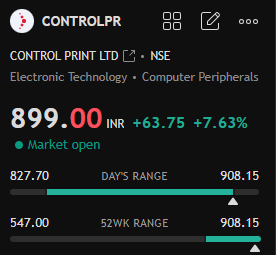 FIINKNOWLEDGE's tweet image. 🚀📈 #TradingView Analysis on 
#ControlPrint #CONTROLPR after shared 22% 

🔍 Dive into the latest trends and patterns. Remember, this is for educational purposes only and not a buy/sell recommendation. Always do your own research! 📊💡

#InvestSmart #StockMarket #EducationFirst