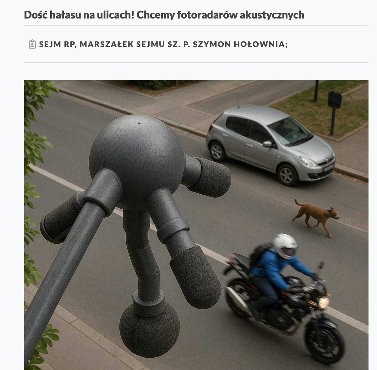 Dość hałasu stuningowanych aut i motocykli ścigających się po nocy na naszych ulicach! Jest na skuteczny sposób: fotoradary akustyczne. Do ich wprowadzenia potrzeba zmiany w przepisach. Podpiszcie naszą petycję do Sejmu: 

actionnetwork.org/petitions/dosc…