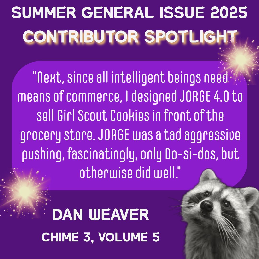 TrashCatLit's tweet image. From our latest issue 🦝
We loved Dan's two submissions for their unique voice and very human humour.
Read and listen to @MatGost excitedly talk about septic tanks:
trashcatlit.com/chime-3-volume…
trashcatlit.com/last-year-i-go…
Dan also answered Trash Cat's questions:
trashcatlit.com/2025/07/14/q-a…