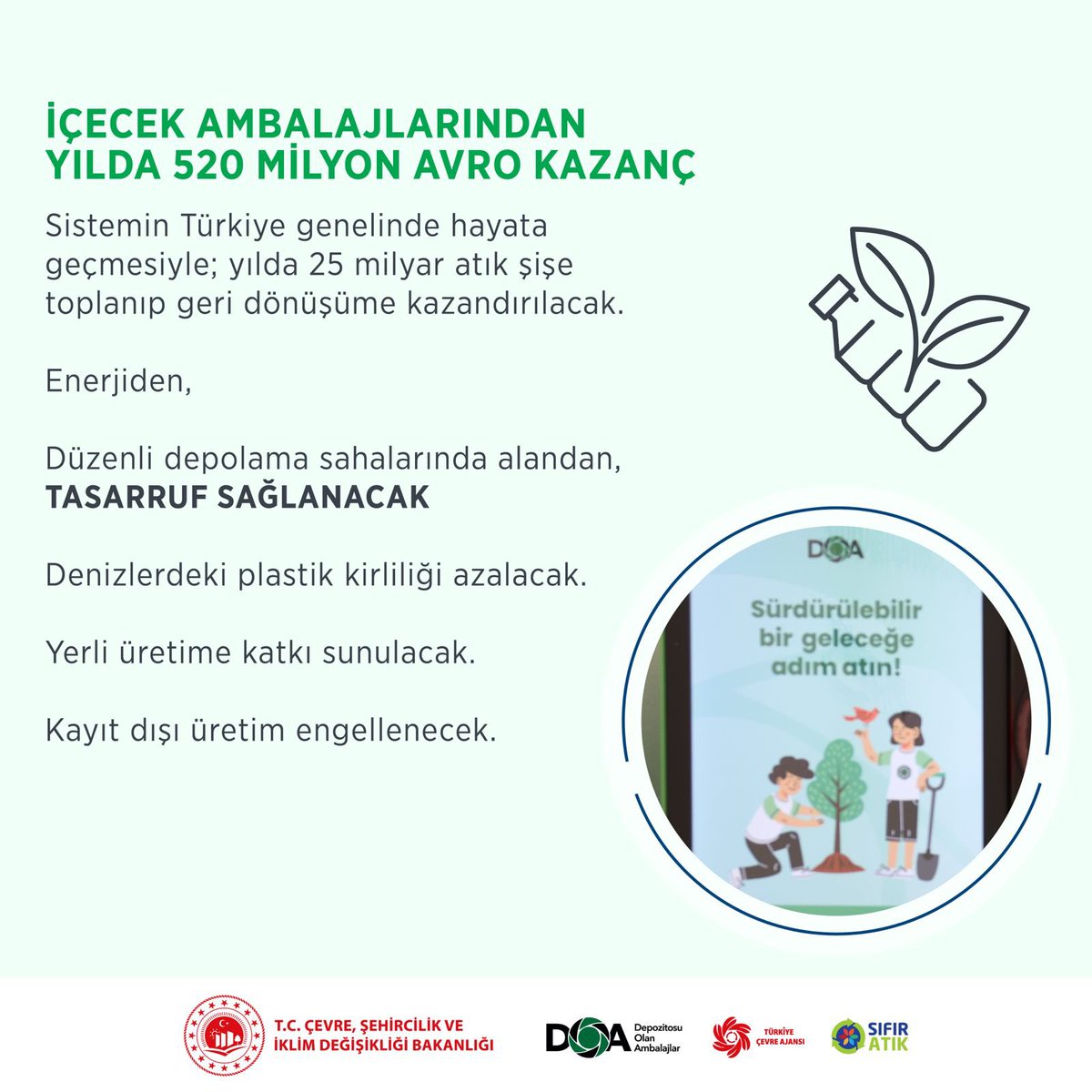 Murat KURUM (@murat_kurum) on Twitter photo DOA 7 bölgemize yayılıyor!♻️
Depozito İade Makinelerimizin kurulumuna; Sakarya'nın ardından;
📌Erzurum
📌Mersin
📌Gaziantep
📌Samsun
📌İzmir
📌Konya’da da başladık.
Depozito Yönetim Sistemi ile artık atıklar doğaya değil DOA’ya gidecek.
<a href="/tctuca/">Türkiye Çevre Ajansı</a> DOA 7 bölgemize yayılıyor!♻️
Depozito İade Makinelerimizin kurulumuna; Sakarya'nın ardından;
📌Erzurum
📌Mersin
📌Gaziantep
📌Samsun
📌İzmir
📌Konya’da da başladık.
Depozito Yönetim Sistemi ile artık atıklar doğaya değil DOA’ya gidecek.
<a href="/tctuca/">Türkiye Çevre Ajansı</a>
