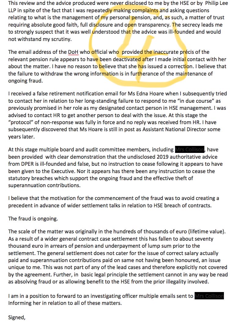 TomTSHogan's tweet image. Draft for Statement Invited by Garda re Criminal Complaints of Accessory to Theft and Fraud Against an HSE Board Member.
The person in question has not responded to multiple communications including one attaching this draft.
There is a blanket “protocol” of HSE non-response!