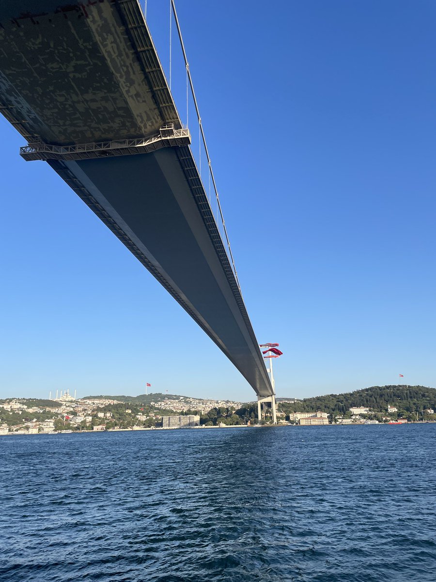 JorgeBustos1's tweet image. Puente sobre el Bósforo entre Europa y Asia. La coqueta mezquita que el gran Sinan (el Miguel Ángel de Solimán) diseñó para el yerno del sultán. La ¿babucha? de Mahoma en la sala de las reliquias del palacio Topkapi. Gatete turco con mucha calle.
(“Y allá a su frente Estambul”)