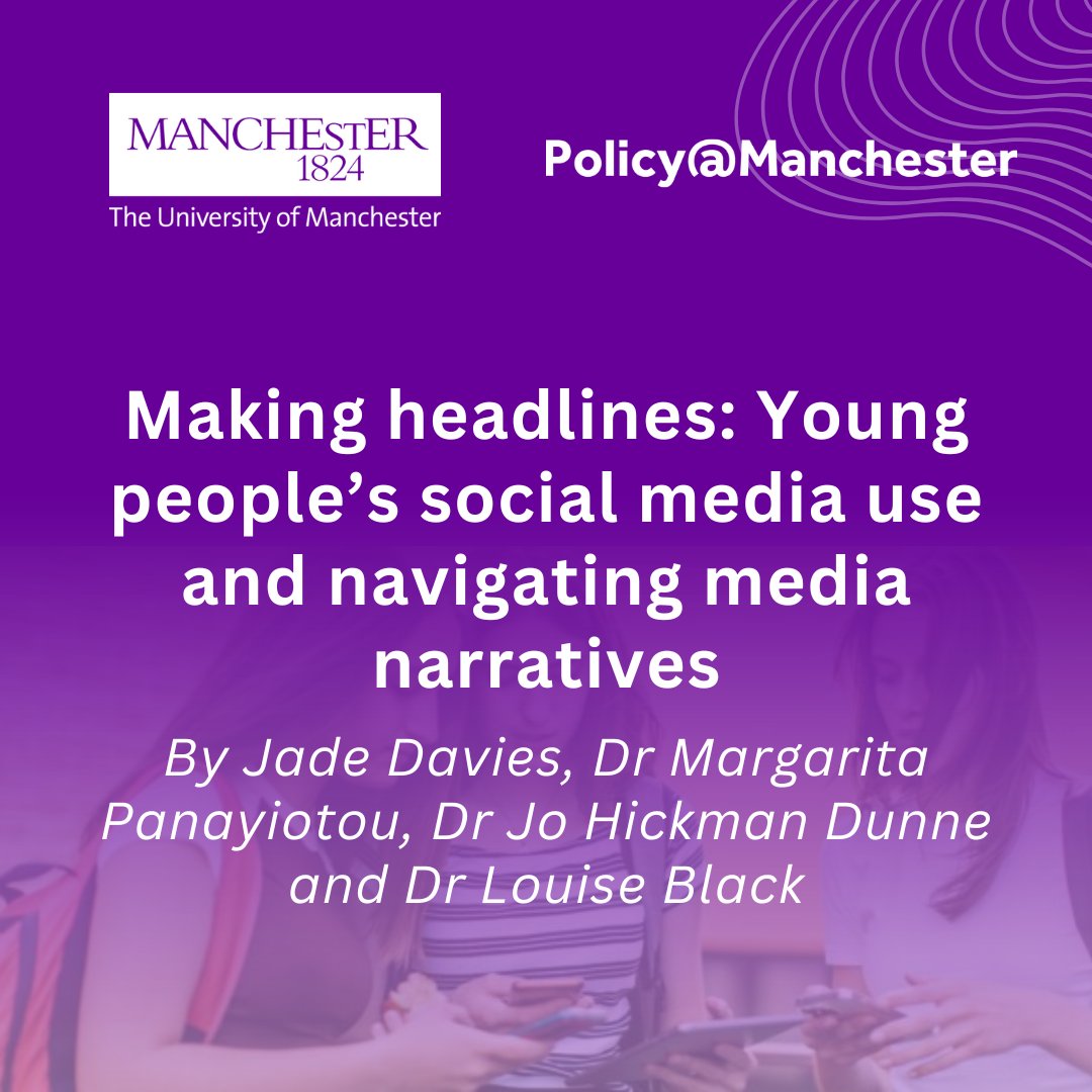 UoMPolicy's tweet image. Social media use can pose both benefits and risks to it's younger users 📱
But how does the framing of these impacts from media outlets influence digital parenting practices, school policies and national legislation?
Read more: blog.policy.manchester.ac.uk/posts/2025/06/…