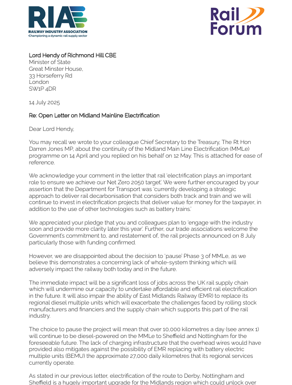 NoelDolphin's tweet image. Well done to @railforum_uk & @railindustry for banging the Midland Mainline drum - we are not giving up. Full letter here: railforum.uk/wp-content/upl…