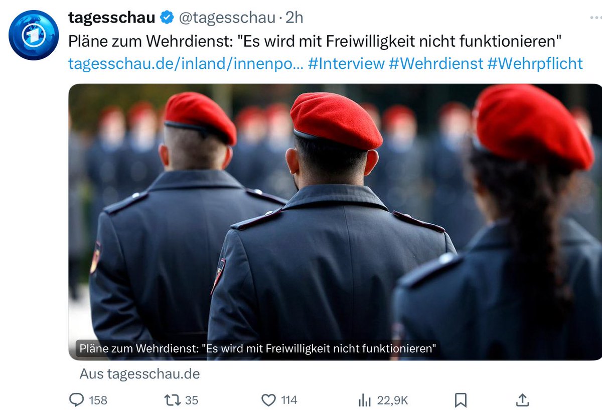 Warum sollten junge Menschenleben zur Verfügungsmasse einer Regierung werden, die sich einen Scheißdreck um deren Zukunft schert? Es wird schwer, uns jungen Leuten zu erklären, warum wir die Steuersklaverei, die Scharia, die ausufernde Bürokratie &amp; co. verteidigen sollen. 🤔