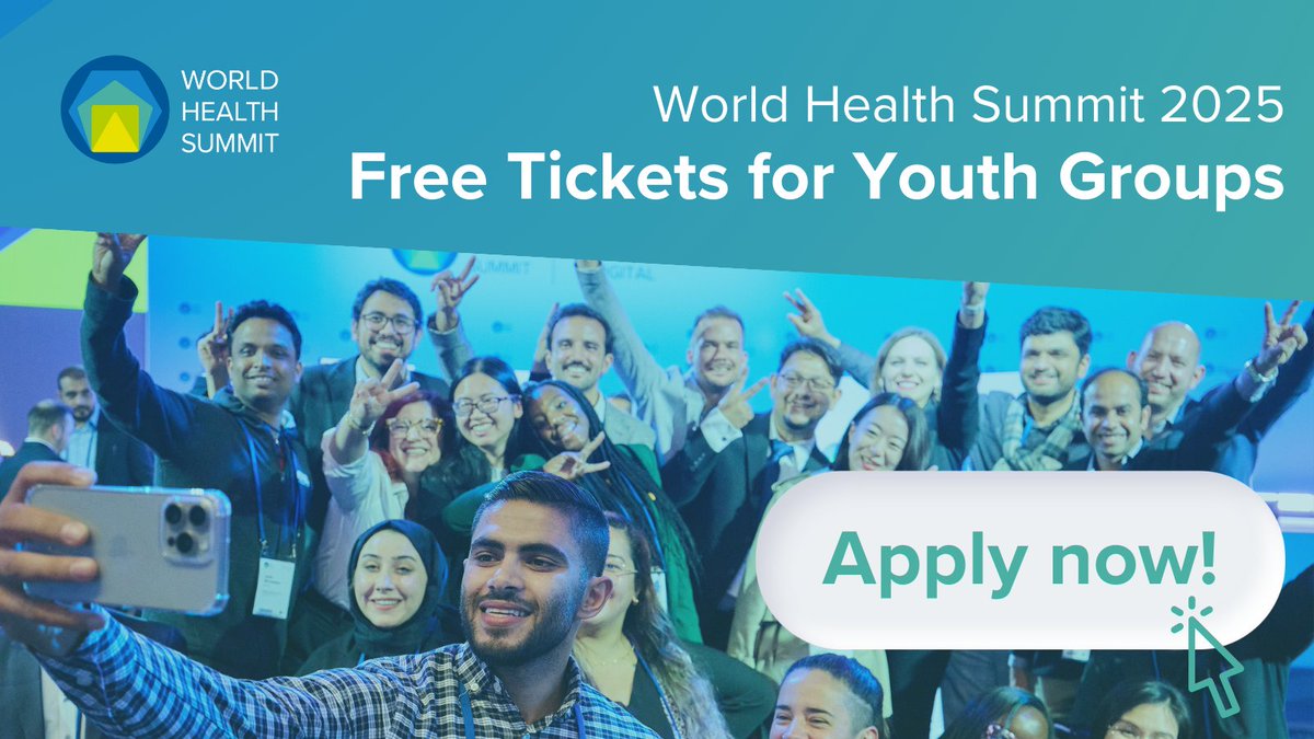 WorldHealthSmt's tweet image. 📣 Calling all youth groups!
Are you passionate about #globalhealth and ready to join one of the most impactful events of the year?
💡 The #WHS2025 is inviting youth groups to apply for free tickets to attend the summit in Berlin, October 12–14.
This opportunity is open to…