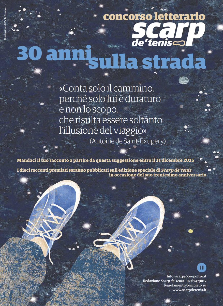 StefanoLamp's tweet image. Un concorso letterario per i 30 anni di @scarpdetenis
(mi aiutate a far girare la locandina?)
Amanti della scrittura, dello storytelling e del racconto, fatevi avanti! Scadenza 31 dicembre 2025. Regolamento e info qui: scarpdetenis.it/concorso-lette…