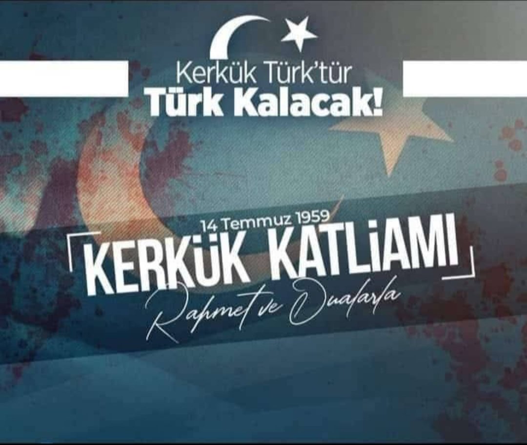 Kerkük Katl!amı
(14 Temmuz 1959)

Ant olsun ki unutmayacağız !

#Kerkük🇹🇷