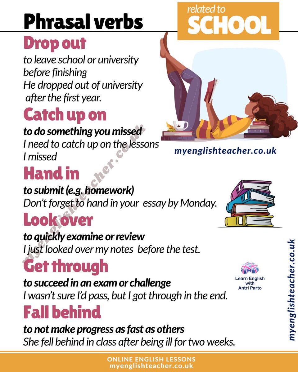 MyLinguaAcademy's tweet image. Learn vocabulary words and phrases, collocations and expressions related to school
buff.ly/oxL9mcr
#learnenglish #EFL #ESL #B2First #CAE #TOEFL #IELTS