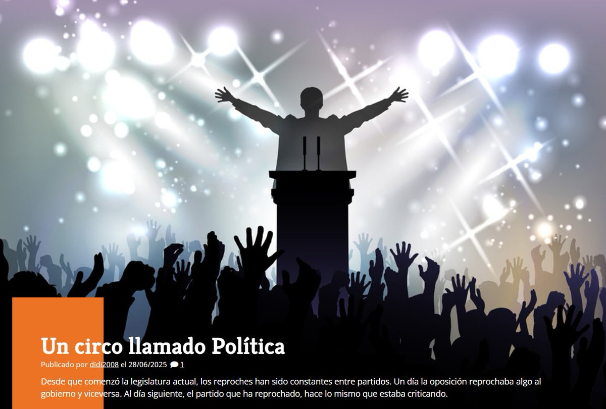 ⭐️ Un circo llamado Política - por 'didi2008'.

🎪 "Parece más un juego de poder y de egos que un proceso para mejorar la vida de la ciudadanía. El rechazo a la Agencia Estatal de Salud Pública es un claro ejemplo de esto."

📝 Léelo completo aquí 👇
cibercorresponsales.org/perfiles/didi2…