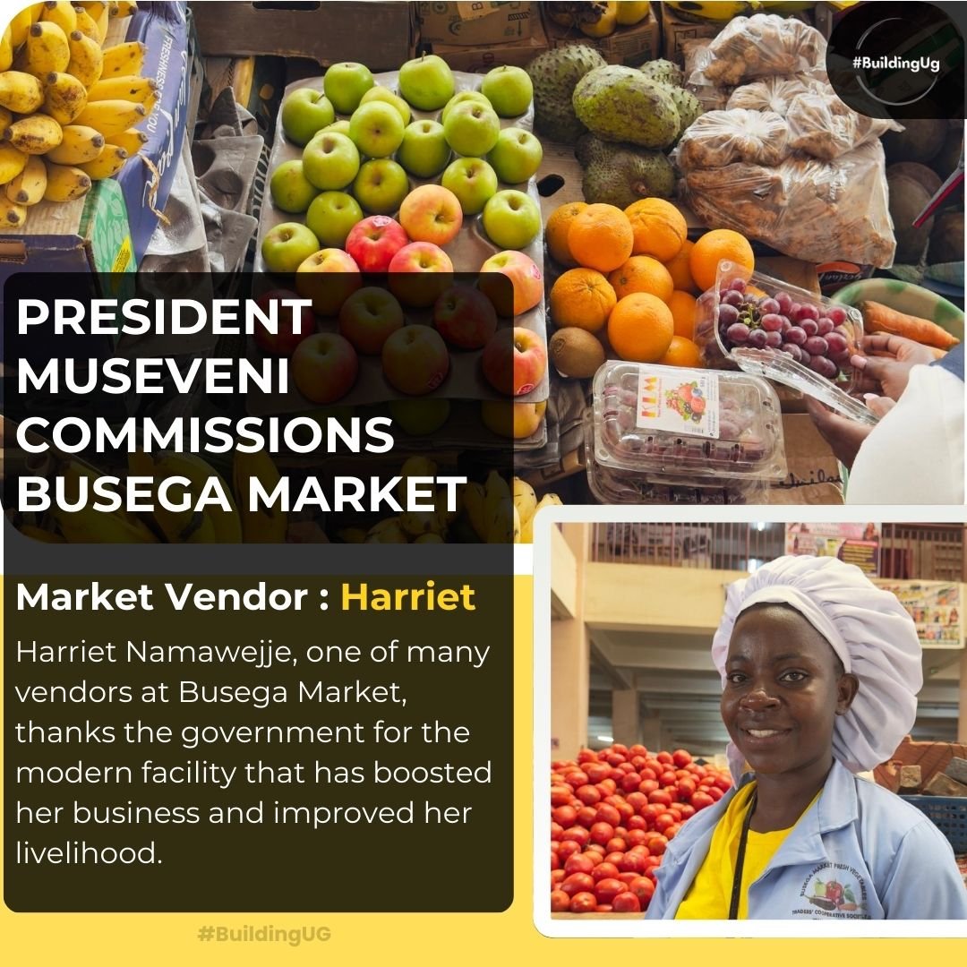 Meet Harriet Namawejje, one of the many amazing vendors at the new Busega Market! She's incredibly thankful for the modern facility, commissioned by President Museveni, which has not only boosted her business but also significantly improved her livelihood. #PDMChangingLives