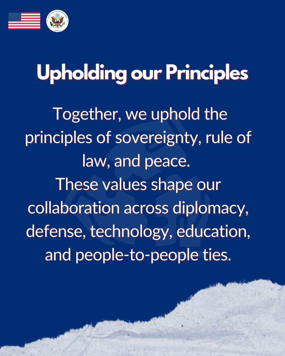 Two Democracies. One Vision: The U.S. and India Strategic Partnership is driven by shared national interests and shared priorities that are crucial to shaping the 21st century. Through cooperation in defense, tech, diplomacy, education, and people-to-people ties, this partnership