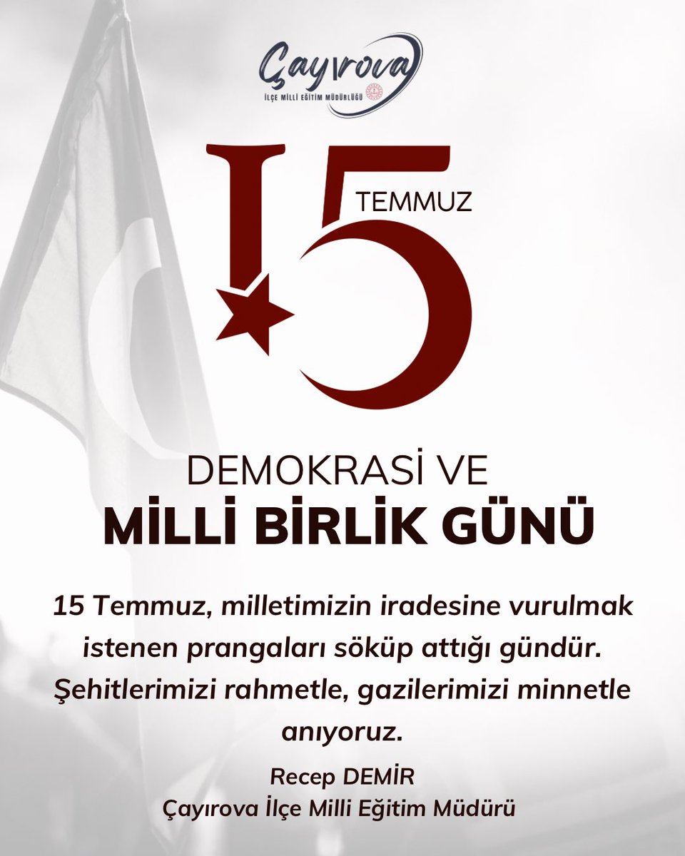 #15temmuz #demokrasişehitleri #milliirade #recepdemir #çayırova #çayırovailemem #birlikveberaberlik #15temmuzdestanı