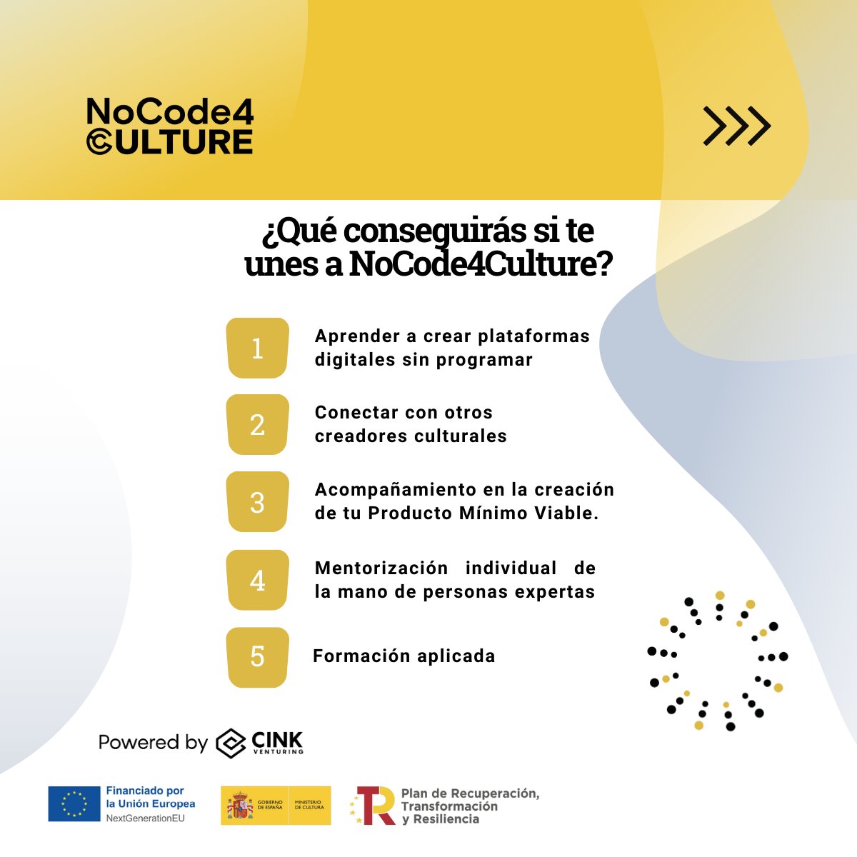 La mayoría de #proyectosculturales no fracasan por falta de talento.

Fracasan porque no encuentran cómo crecer en digital.

NoCode4CULTURE es una incubadora gratuita para lanzar tu proyecto con #herramientas #NoCode. 

📅 Masterclass 16/7
🔗 bit.ly/40xyT4k