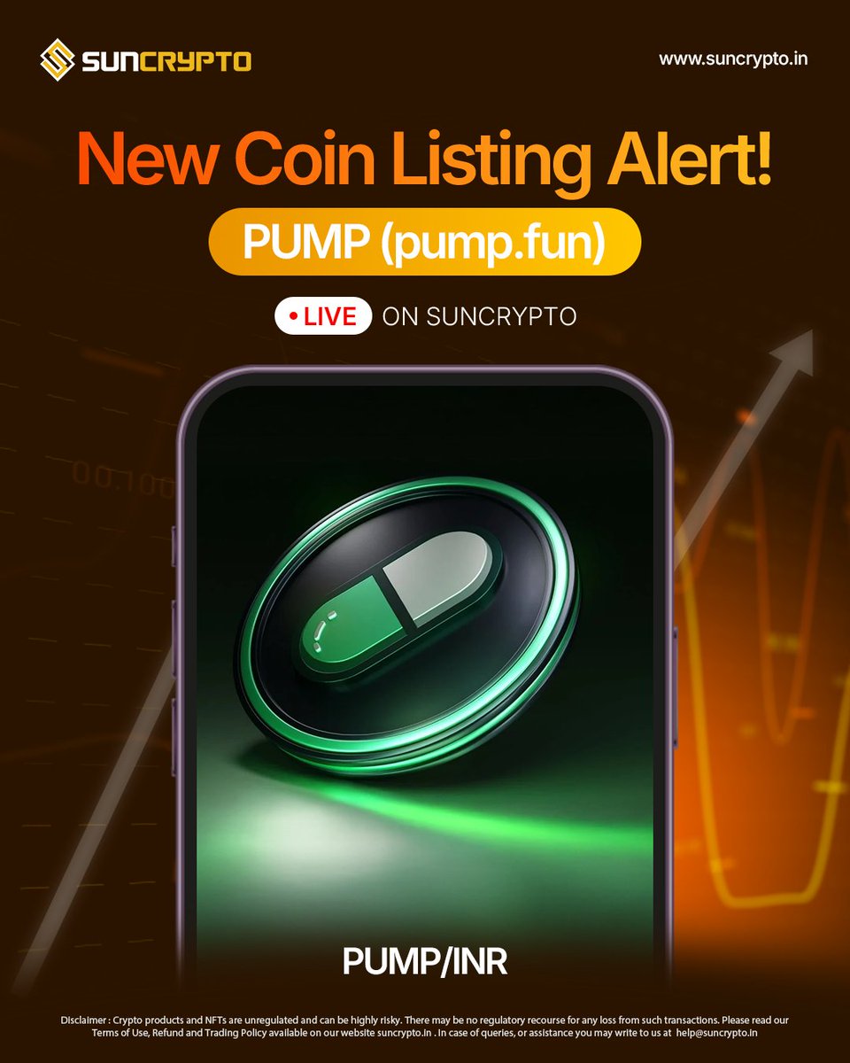 Just Listed on SunCrypto! https://t.co/uHeCpyxu6v (PUMP) is now available  for trading directly in the INR pair! 💸 The PUMP crypto-asset is the  official utility coin of the https://t.co/uHeCpyxu6v utility coin launch  platform