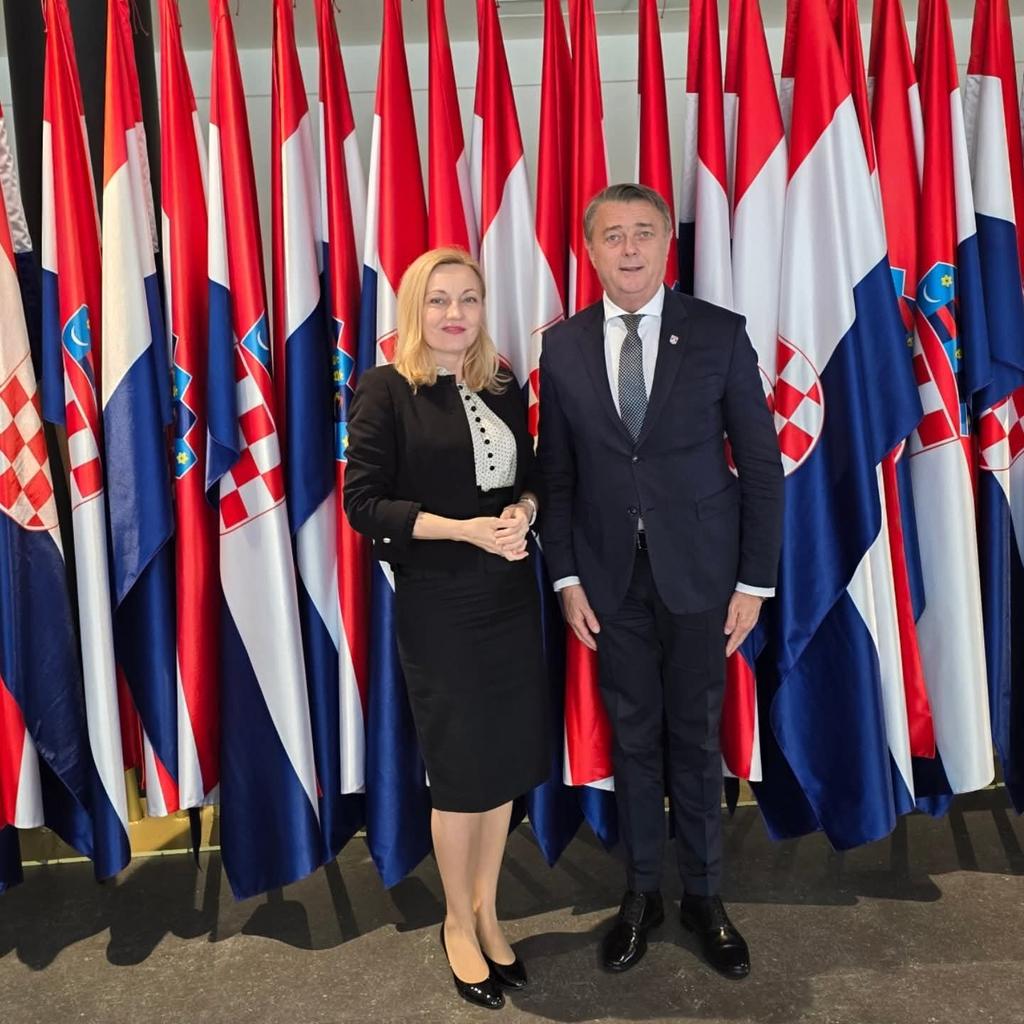 marijana_petir's tweet image. U Saboru sam se sastala sa dožupanom #OBŽ, Goranom Ivanovićem, s kojim sam razgovarala o potrebi jačanja učinkovitosti sustava obrane od tuče, važnosti zaštite zdravlja životinja i jačanju prehrambene sigurnosti kroz uključivanje #OPG u opskrbu stanovništva domaćom 🇭🇷 hranom.