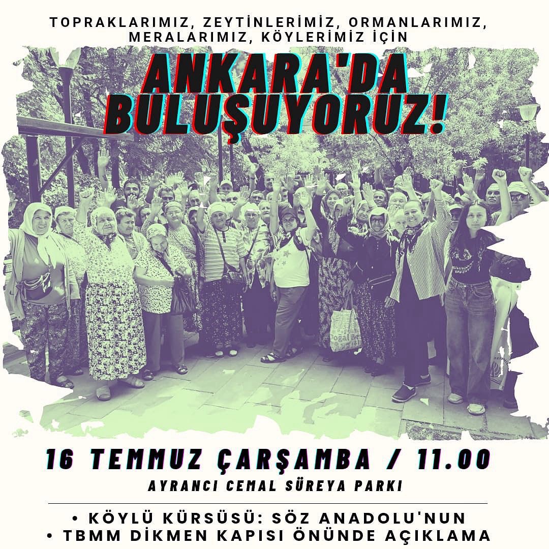 TÜM TÜRKİYE'NİN MESELESİ!

Maden yasasına karşı Ankara’da sürdürdüğümüz nöbet alanımızda buluşuyor, ardından meclisin önüne gidiyoruz!

Topraklarımızı, ekmeğimizi, geleceğimizi savunacağız. Tüm köylerimizi, insanlarımızı buluşmaya çağırıyoruz. 

#MadenYasasınıGeriÇek