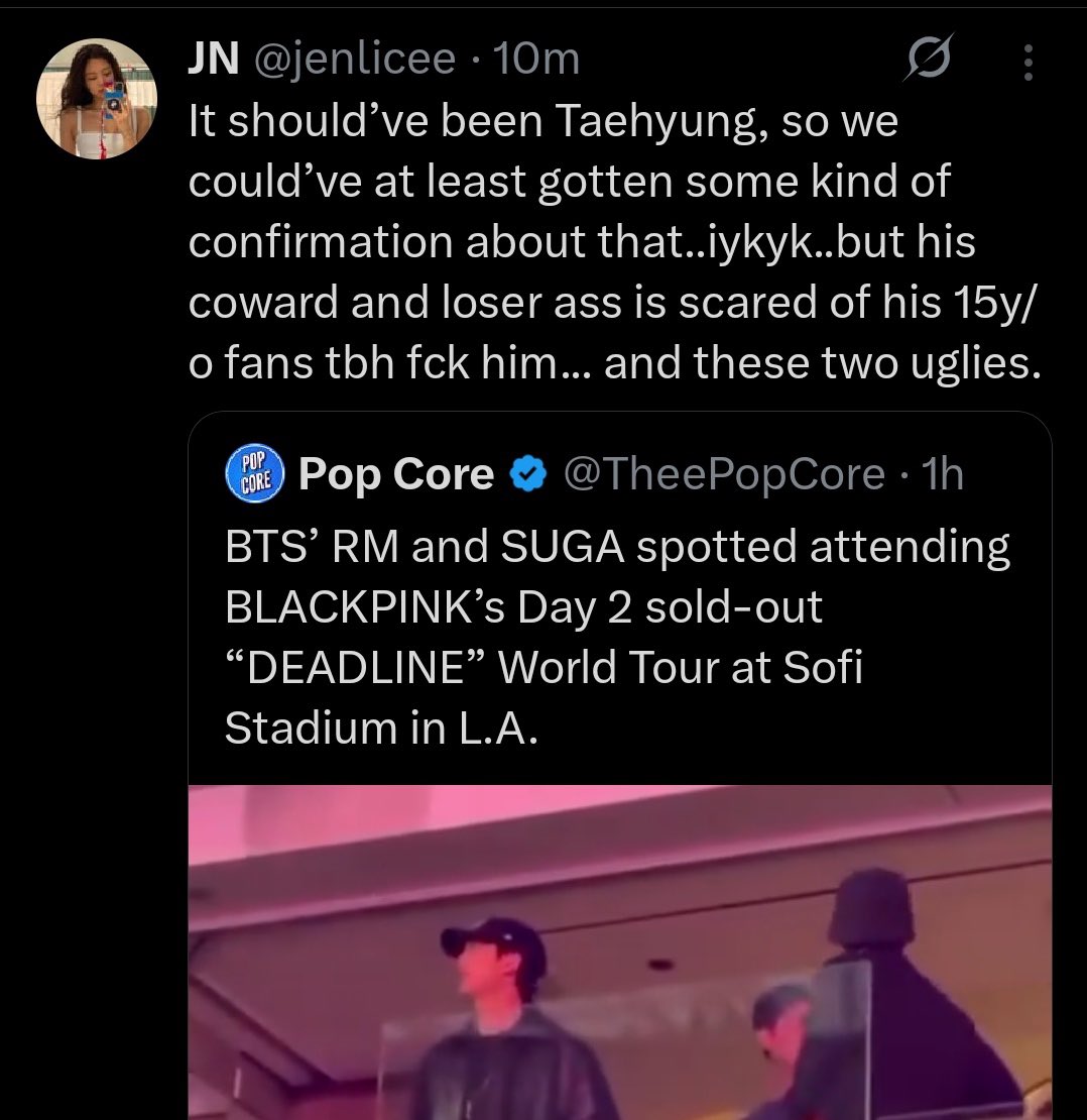 notice how they always on taehyung’s ass. they have bigger obsession with him than their fav. pathetic losers just let go taehyung aint gonna feed your delusions