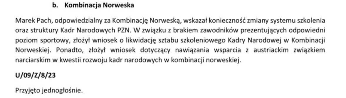 Szymon_SK1's tweet image. Hahaha, piękny protokół z posiedzenia zarządu PZN
Wniosek o likwidację sztabu szkoleniowego w kombinacji norweskiej przyjęty jednogłośnie xDDDD