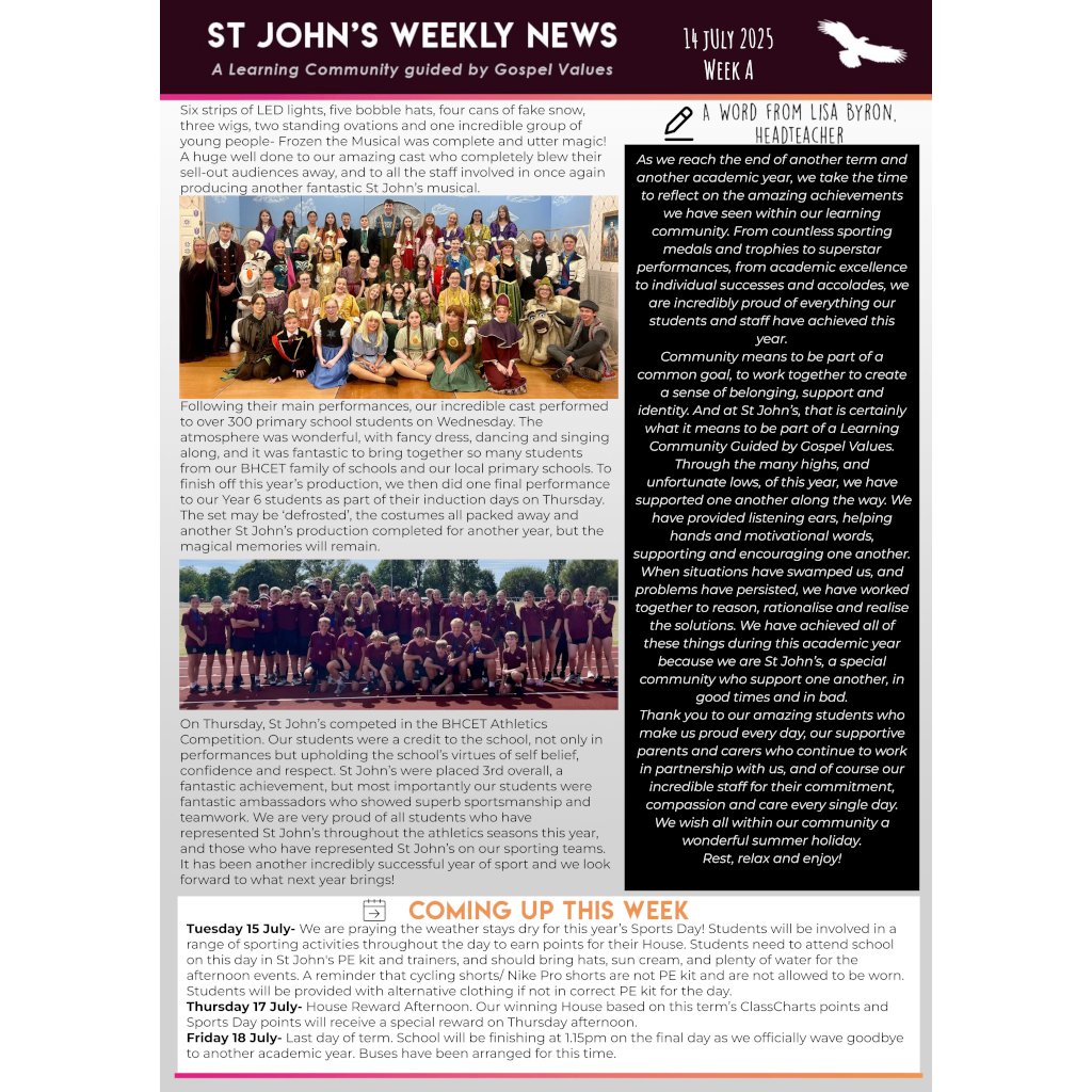 St John's Weekly News - 14 July 2025
stjohns.bhcet.org.uk/news/2025-07-1…