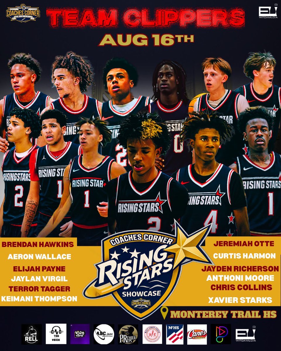 First two teams released today for the Rising stars showcase taking place Aug 16th at Monterey trail high school.