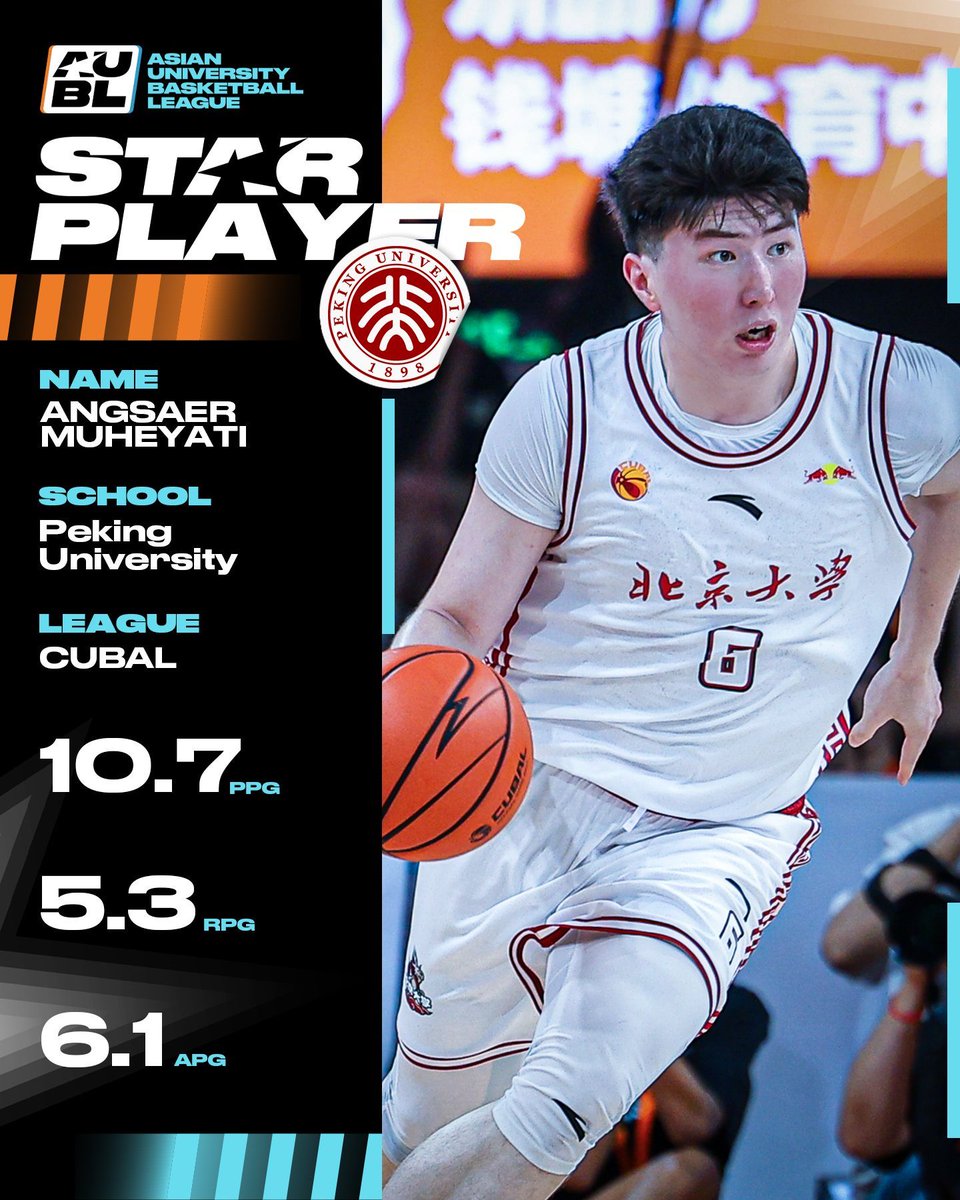 aubl_bball's tweet image. STAR PLAYER SPOTLIGHT 🔥

Peking University&apos;s Angsaer shines at both ends of the court! 💪 With 10.7 PPG, 5.3 RPG, and 6.1 APG, he brings strength, precision, and poise to every game. From strong finishes to smart assists, he&apos;s a floor leader. 🧊🏀

#AUBL #TsinghuaUniversity
