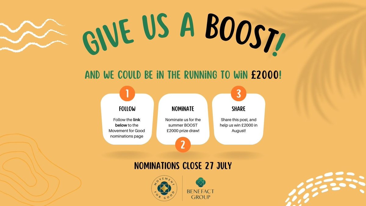 🌟 HELP US WIN £2000 THIS SUMMER! 🌟
Nominate us for the Movement for Good Awards in 3 easy steps:
1️⃣ Follow this link to our page: lght.ly/nind9bg
2️⃣ Nominate us! 
3️⃣ Share! Tell your friends and family about this prize draw.
#benefactgroup #oxfordhomeless #giveusaboost