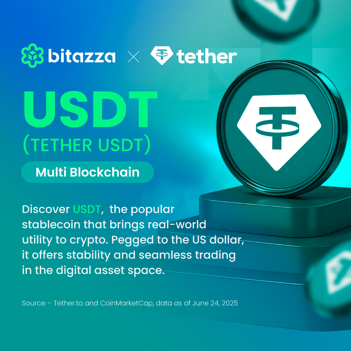Get to know Tether (USDT), the stablecoin of choice that moves billions across blockchains every day.
.
📖 Read the full blog blog.bitazza.com/blog/usdt-the-… 
📲 Explore USDT on the Bitazza app bitazza.onelink.me/YsZ4/ky9j8id3 
.
#USDT #Stablecoins #CryptoExplained #Bitazza #TokenSpotlight