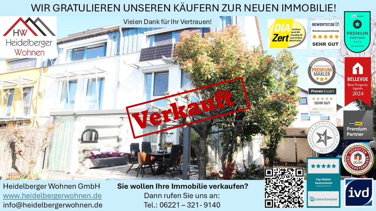 Verkauft: "Top Energiespar - Reihenhaus mit 5 Zimmern, 129qm Wohnfläche auf 260qm Grundstück"

➡ Baujahr: 1999
✅ 1 Badezimmer + Gäste WC
✅ Einbauküche
✅ Kellerräume
Preis: 529.000€
Provision: 2,975% inkl. Mwst vom Kaufpreis, fällig 7 Tage nach Notartermin.