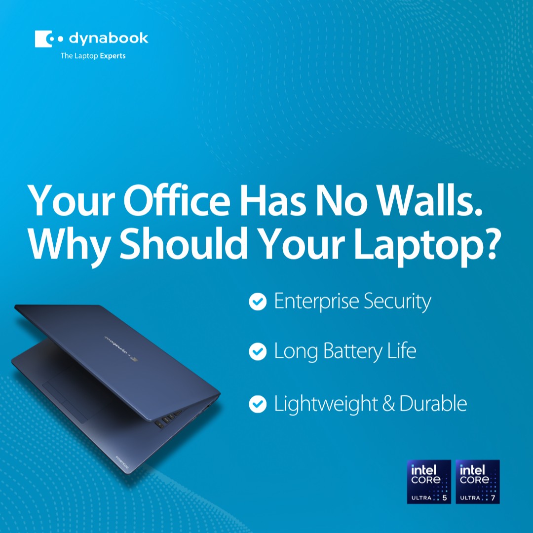 The way we work has changed. And it's not going back.

At Dynabook, our laptops are designed for the new world of work, powerful enough for your biggest tasks, light enough to carry anywhere and secure enough to protect your business at every point.

#DynabookANZ