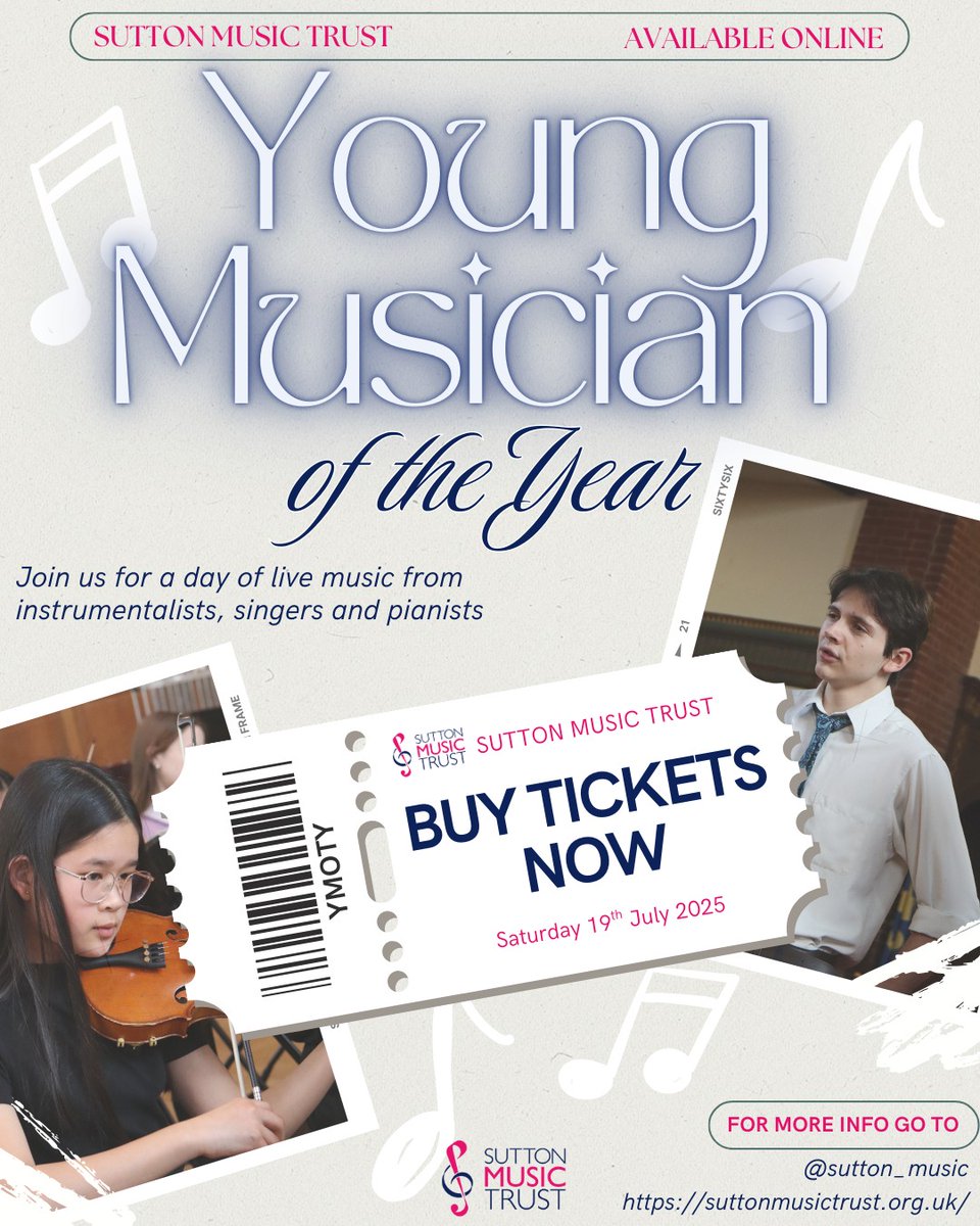 Come and support our young people performing in our annual Young Musician of the Year event! 

📅 Saturday 19th July 2025
⏰11am - 7pm 
📌St Andrews United Reformed Church, Cheam
🎟️ Tickets available here: ticketsource.co.uk/sutton-music-t…

#MakeMusicWithUs 🎶