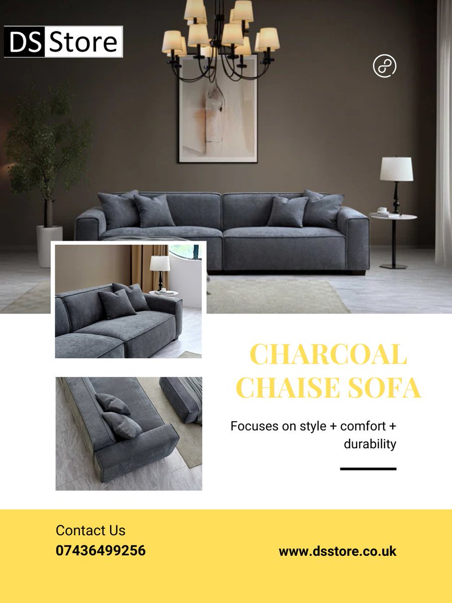 DSStoreUK's tweet image. ✨ Elevate your space with our Charcoal Chaise Sofa 🛋️ Perfect for lounging in style, adding comfort and elegance to any room.

✔ Modern design for every space

🌐 dsstore.co.uk
📞 07436499256

#DSStore #SofaGoals #HomeStyle #ModernLiving #CozyHome #UKHomes #RoomGoals