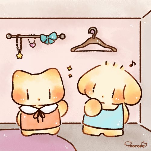 mopuchiis's tweet image. 4コマ漫画 もぷちいず🐾
1コマ目
今日はおうちで
おめかしをして遊んでいるよ🎀
#ゆるいイラスト #illustration