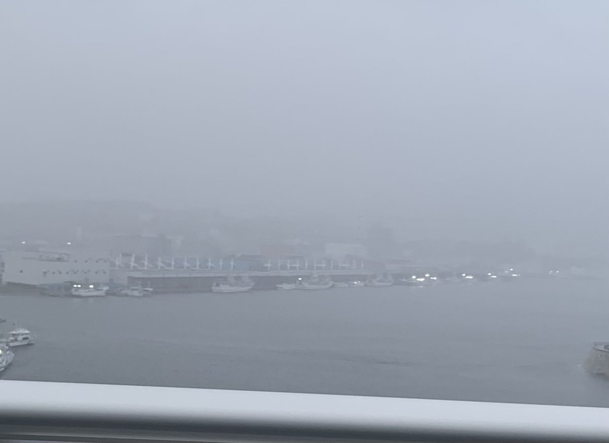 goahead_shigeru's tweet image. 台風5号が気仙沼沖北上中。暴風・波浪警報発令中です。市内では倒木による停電も発生しています。警戒をお願いします‼️写真は18時過ぎの気仙沼湾、魚市場には台風避難船の灯りが見えます