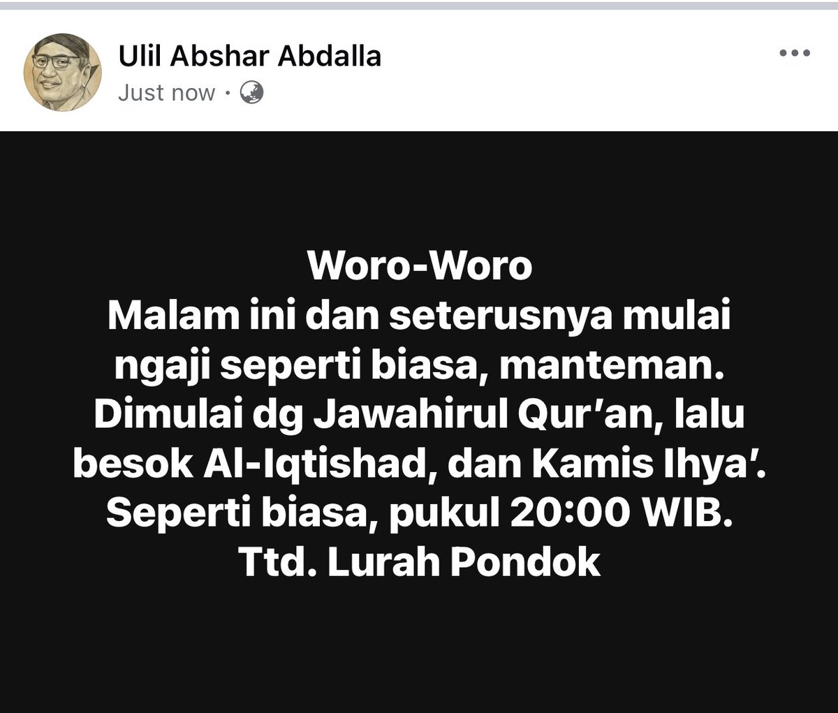 Mulai ngaji lagi.