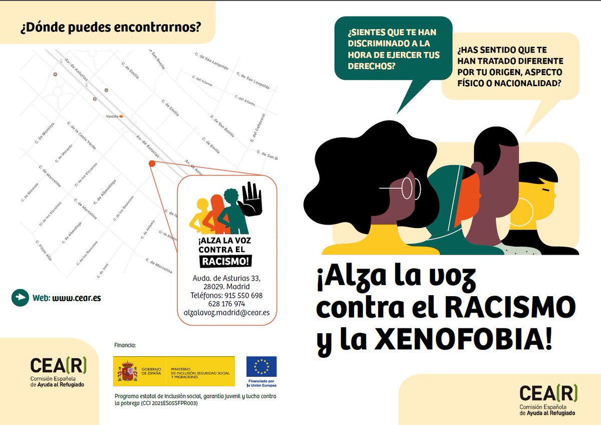📣Nos sumamos a la repulsa y condena de los hechos racistas y xenófobos en Torre Pacheco. Desde el proyecto #AlzaLaVozContraElRacismo y la Xenofobia, asesoraramos y acompañamos a las personas que viven situaciones de discriminación. Más info en cear.es/alza-la-voz-co…
