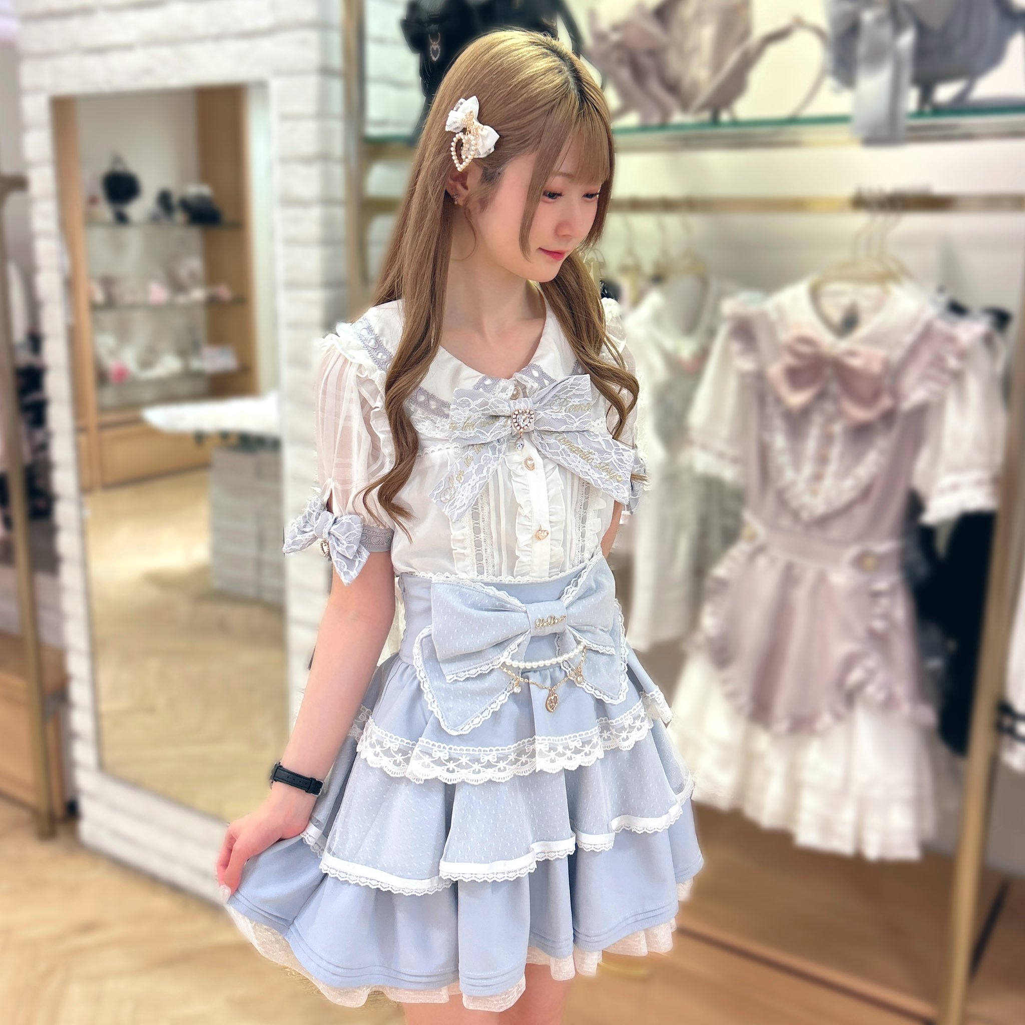 希少旧タグ LIZ LISA 背中リボン 総レース バルーンワンピース