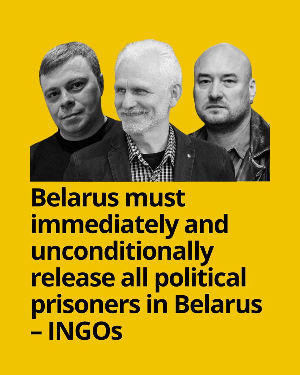HRHFoundation's tweet image. Four years after the detention of Ales Bialiatski, Valiantsin Stefanovic and Uladzimir Labkovich, 40+ INGOs urge Belarus to uphold the rule of law and to immediately and unconditionally release all HRDs detained in Belarus.
humanrightshouse.org/statements/fou…
#FreeViasna #FreeBelarus