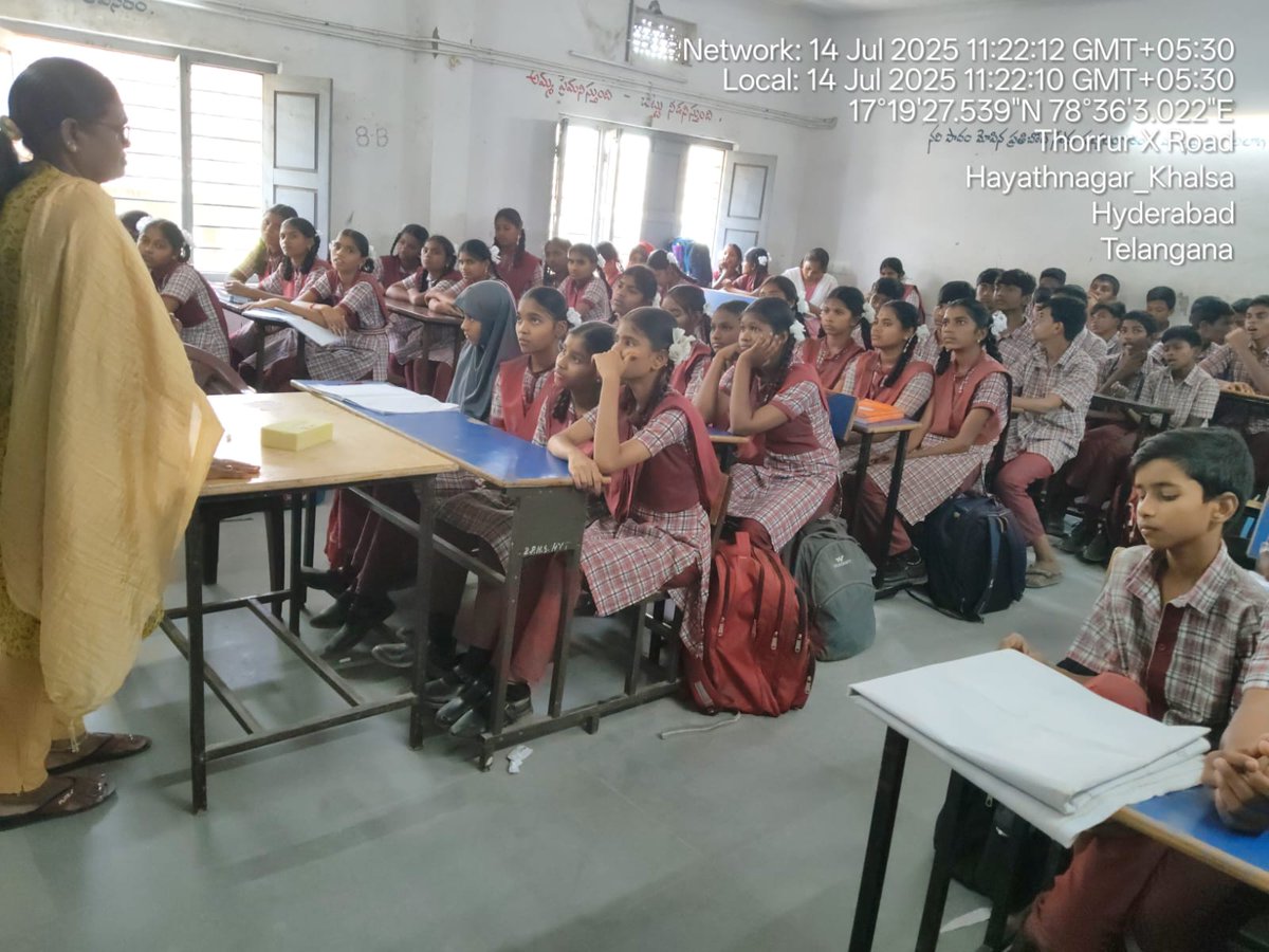 Today
She Team Vanasthalipuram Division conducted an Awareness Programme at ZPHS Hayathnagar 
 given Awareness about SHE TEAMS, Cyber crime offences , loan apps,Human trafficking, Gender Sensitization,Child marriages, Child abusing,T-Safe app ,Good touch and bad touch,etc.
