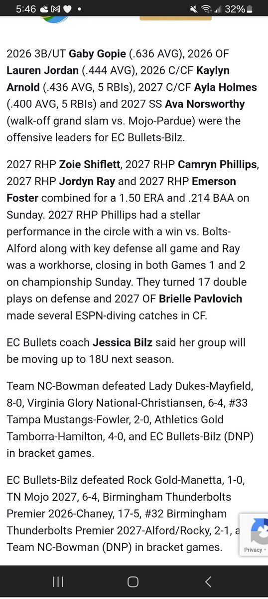 EC Bullets Schnute/Bilz 16u (@ec05bilz) on Twitter photo Awesome write up by <a href="/los_stuff/">Carlos Arias</a> with <a href="/LineDsoftball/">Line Drive Media</a>
Thank you for all you do to support this awesome game! 🥎
<a href="/EastCobbBullets/">EC Bullets Fastpitch</a> <a href="/JDHeath5/">JD Heath</a>
Legacy champs!!! Awesome write up by <a href="/los_stuff/">Carlos Arias</a> with <a href="/LineDsoftball/">Line Drive Media</a>
Thank you for all you do to support this awesome game! 🥎
<a href="/EastCobbBullets/">EC Bullets Fastpitch</a> <a href="/JDHeath5/">JD Heath</a>
Legacy champs!!!
